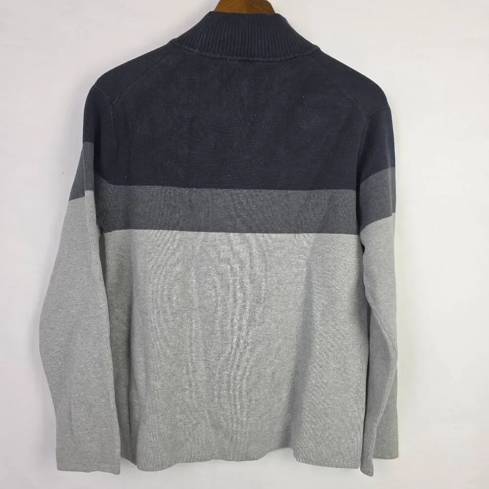 Gap Boys Quarter Zip Colorblock Sweater Medium Gray Black